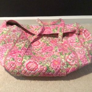 Vera Bradley large duffel bag pink and green